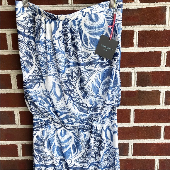 Cynthia Rowley strapless blue and white maxi dress - Picture 4 of 6
